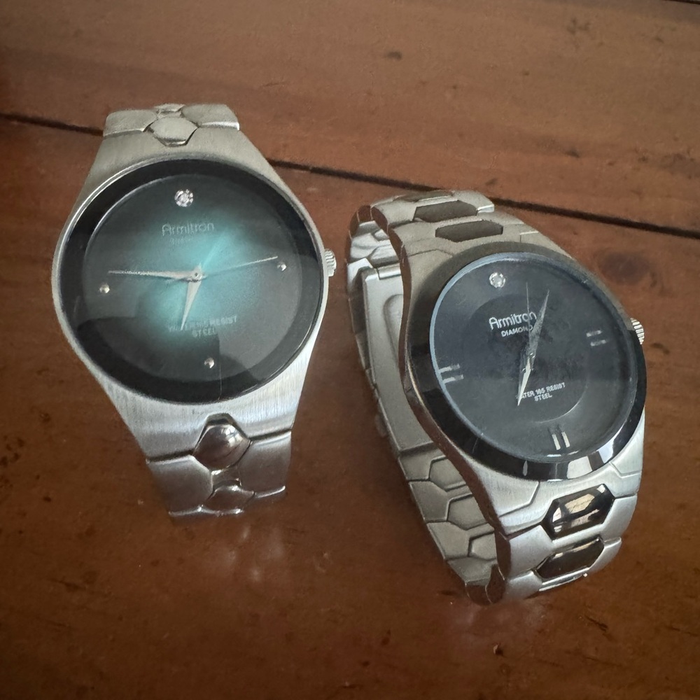 Armitron Stainless Steel Water Resistant Watches with Diamonds